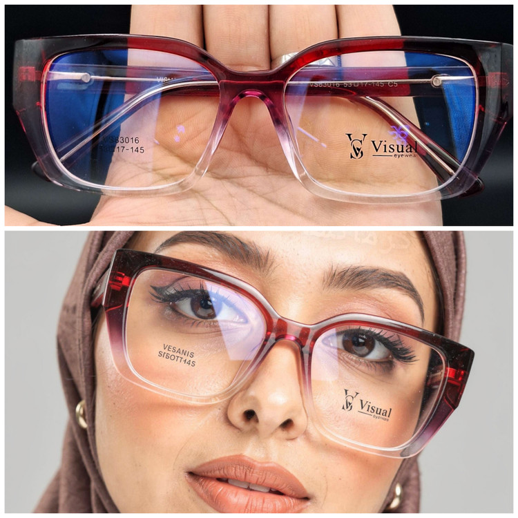 عینک طبی زنانه اورجینال برند VL بدنه استیت با کیفیت فوق العاده و ضمانتی / رنگ سفارشی / امکان ساخت با نمره چشم شما /صورتخور اسلاید آخر کد VL005