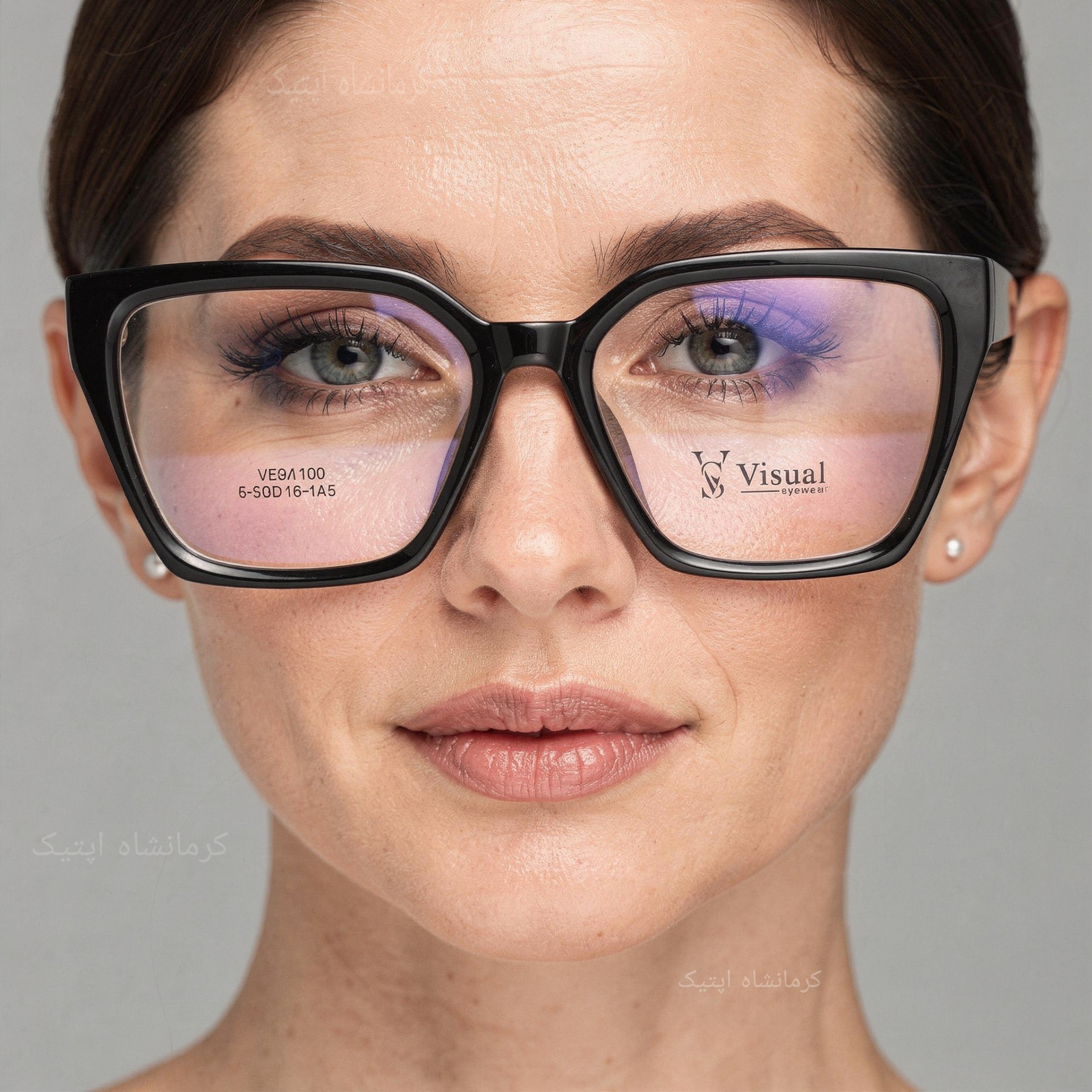 عینک طبی زنانه از برند VL رنگ مشکی بدنه فوق سبک و نشکن سری شرکتی به همراه پکیج کامل کد VL8033