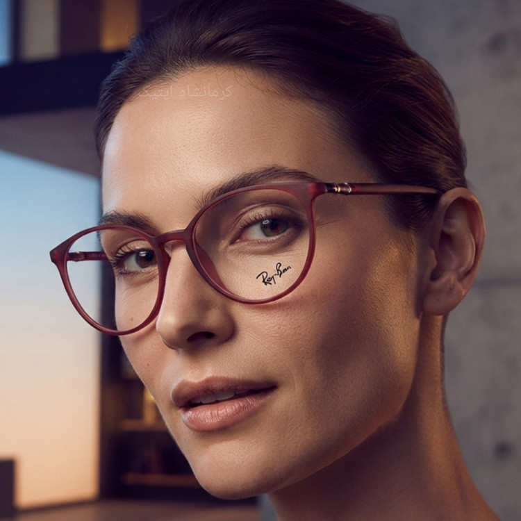 عینک طبی زنانه TR و نشکن از برند RAYBAN رنگ قرمز مات به همراه جلد مخصوص و دستمال نانو ( با امکان سفارش ساخت عدسی با نمره چشم شما ) کد RB005034