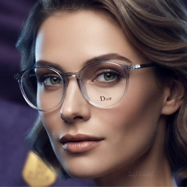 عینک طبی زنانه با بدنه TR و نشکن از برند DIOR مدل گرد با دسته های سیم کشی شده به همراه پک کامل ( با امکان سفارش ساخت عدسی با نمره چشم شما ) کد D1600